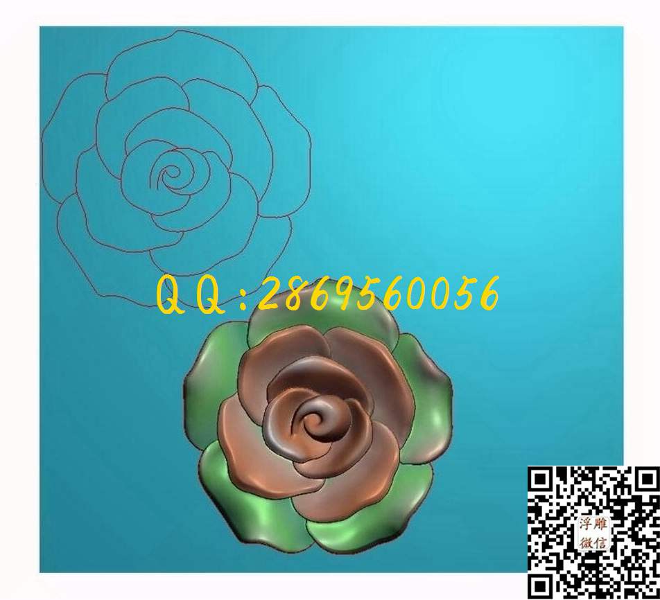 985 玫瑰花_花草花鸟挂件牌子仿古兽牌玉石雕刻花件玉雕石雕精雕图浮雕图